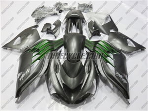 Kawasaki ZX14R Satin Black/Green Fairings