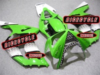 Kawasaki ZX6R White/Green Race Fairings