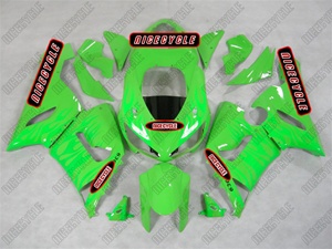 Kawasaki ZX6R Green on Green Flame Fairings