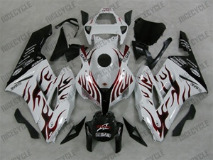 Honda CBR 1000RR White/Red Flame Fairings