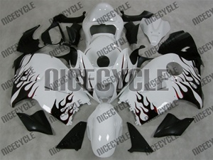 Gloss White/Flamed Hayabusa Fairing