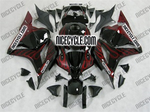 Honda CBR600RR Black/Red Flame Fairings