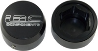 HAYABUSA (99-07) FORK CAPS ANODIZED BLACK BILLET ALUMINUM ENGRAVED WITH LRC(product code # A3158ABLRC)