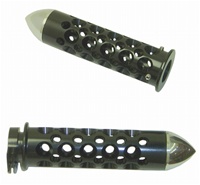 Anodized Black Straight Grips for Suzuki with Round Holes and Pointed End Caps (Product Code #A3162B)