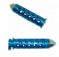 Anodized Blue Straight Grips for Suzuki with Round Holes and Pointed End Caps (Product Code #A3162BU)