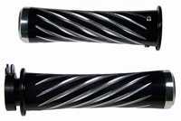 ANODIZED BLACK SUZUKI GRIP, CURVED IN, SWIRLED, FLAT ENDS (PRODUCT CODE# A3250B)