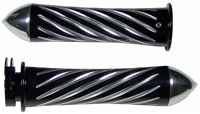 ANODIZED BLACK SUZUKI GRIPS, CURVED IN, SWIRLED, POINTED ENDS (PRODUCT CODE# A3250BP)