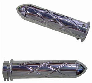 Triple Chromed Straight Grips With Criss Cross Design & Pointed Ends for Honda (product code# CA3247P)