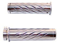 TRIPLE CHROMED SUZUKI GSXR/BUSA GRIP, SWIRLED, FLAT ENDS (PRODUCT CODE# CA3252)