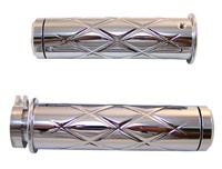 TRIPLE CHROMED SUZUKI GSXR/BUSA GRIP, CRISS CROSSED, FLAT ENDS (PRODUCT CODE# CA3253)