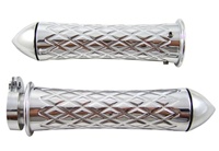Chrome Grips Curved Diamond Cut with Pointed Ends for Suzuki GSXR 600/750/1000 (96-Present), Hayabusa (99-Present), Katana (all years) (product code: CA4037P)