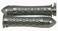 Chrome Grips Curved Diamond Cut with Pointed Ribbed Ends for Suzuki GSXR 600/750/1000 (96-Present), Hayabusa (99-Present), Katana (all years) (product code: CA4037PR)