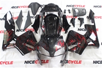 Motorcycle Fairings Kit - 2003-2004 Honda CBR 600RR Fire Flame on Black Fairings | HNDA24