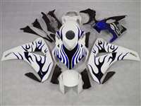 Motorcycle Fairings Kit - 2008-2011 Honda CBR 1000RR White/Blue Flame Fairings | NH10811-12