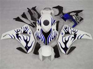 Motorcycle Fairings Kit - 2008-2011 Honda CBR 1000RR White/Blue Flame Fairings | NH10811-12