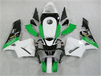 Honda CBR600RR '03-'04 White/Green Charcoal Fairing Kit