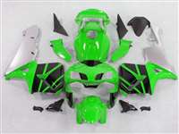 Motorcycle Fairings Kit - 2003-2004 Honda CBR 600RR Green/Silver Fairings | NH60304-70