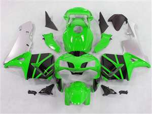 Motorcycle Fairings Kit - 2003-2004 Honda CBR 600RR Green/Silver Fairings | NH60304-70