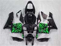 Motorcycle Fairings Kit - 2005-2006 Honda CBR 600RR Green Tribal on Black Fairings | NH60506-42