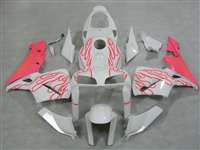 Motorcycle Fairings Kit - 2005-2006 Honda CBR 600RR Pink Flame on White Fairings | NH60506-61