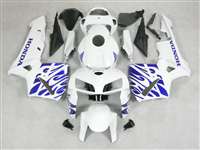 Motorcycle Fairings Kit - 2005-2006 Honda CBR 600RR White/Blue Tribal Fairings | NH60506-66