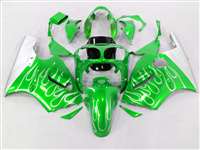 Motorcycle Fairings Kit - 2000-2001 Kawasaki ZX12R Mean Green Flame Fairings | NK10001-16