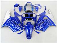 Motorcycle Fairings Kit - 2000-2001 Kawasaki ZX12R Metallic Blue Flame Fairings | NK10001-23