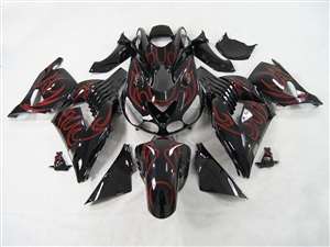 Motorcycle Fairings Kit - 2006-2011 Kawasaki ZX14R Red Tribal Fairings | NK10611-1