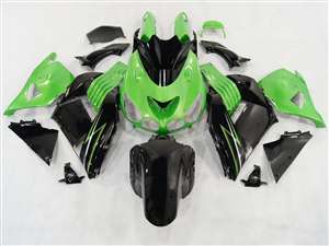 Motorcycle Fairings Kit - 2006-2011 Kawasaki ZX14R Green/Black Fairings | NK10611-2