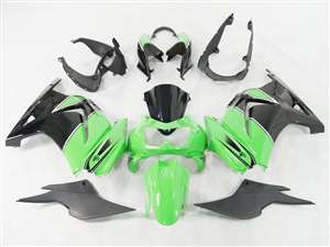 Motorcycle Fairings Kit - 2008-2012 Kawasaki Ninja 250R Black/Green Fairings | NK20812-18