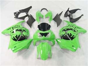 Motorcycle Fairings Kit - 2008-2012 Kawasaki Ninja 250R Skull Head Green Fairings | NK20812-21