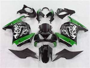 Motorcycle Fairings Kit - 2008-2012 Kawasaki Ninja 250R Tribal Graphic Green Fairings | NK20812-4