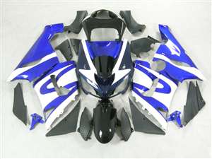 Motorcycle Fairings Kit - 2005-2006 Kawasaki ZX6R White/Blue Fairings | NK60506-23