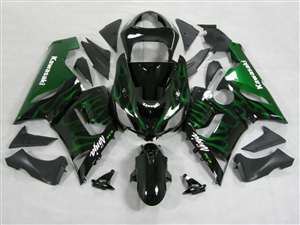 Motorcycle Fairings Kit - 2005-2006 Kawasaki ZX6R Green Fire Fairings | NK60506-26