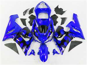 Motorcycle Fairings Kit - 2005-2006 Kawasaki ZX6R Black Tribal on Blue Fairings | NK60506-44