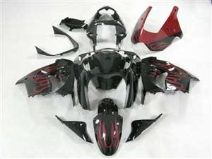 Motorcycle Fairings Kit - 2002-2003 Kawasaki ZX9R Red Fire Fairings | NK90203-8