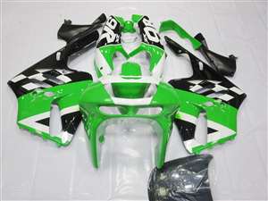 Motorcycle Fairings Kit - 1994-1997 Kawasaki ZX9R White/Green Checkered Fairings | NK99497-11