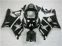 Motorcycle Fairings Kit - 2000-2002 Suzuki GSXR 1000 Chrome on Gloss Black Fairings | NS10002-1