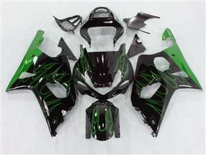 Motorcycle Fairings Kit - 2000-2002 Suzuki GSXR 1000 Green Fire Motorcycle Fairings | NS10002-21