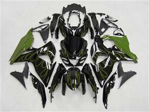 Motorcycle Fairings Kit - 2009-2016 Suzuki GSXR 1000 Green Flames Fairings | NS10916-5