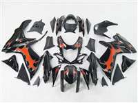 Motorcycle Fairings Kit - 2011-2021 Suzuki GSXR 600 750 Orange Tribal/Black Fairings | NS61117-3