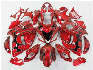 Motorcycle Fairings Kit - 2008-2020 Suzuki GSX1300R Hayabusa Candy Red Tribal Fairings | NSH0817-36