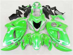 Motorcycle Fairings Kit - 2008-2020 Suzuki GSX1300R Hayabusa Electric Green Tribal Fairings | NSH0817-42