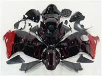 Motorcycle Fairings Kit - 1999-2007 Suzuki GSXR 1300 Hayabusa Red Flame on Black Fairings | NSH9907-117