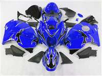 Motorcycle Fairings Kit - Black Tribal on Blue 1999-2007 Suzuki GSXR 1300 Hayabusa Motorcycle Fairings | NSH9907-13