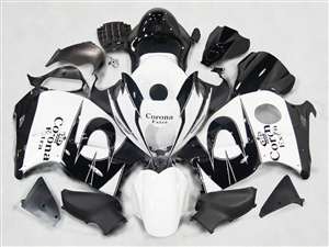 Motorcycle Fairings Kit - 1999-2007 Suzuki GSXR 1300 Hayabusa Corona Black/White Fairings | NSH9907-25