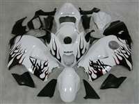 Motorcycle Fairings Kit - 1999-2007 Suzuki GSXR 1300 Hayabusa Gloss White/Flamed Fairings | NSH9907-58