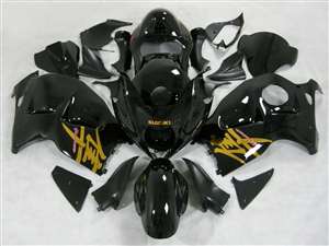 Motorcycle Fairings Kit - 1999-2007 Suzuki GSXR 1300 Hayabusa Yellow Airbrush on Black Fairings | NSH9907-65