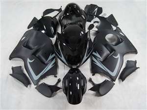 Motorcycle Fairings Kit - 1999-2007 Suzuki GSXR 1300 Hayabusa Satin Black/Grey Accents Fairings | NSH9907-70