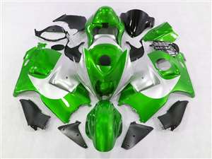 Motorcycle Fairings Kit - 1999-2007 Suzuki GSXR 1300 Hayabusa Green/Silver Fairings | NSH9907-8